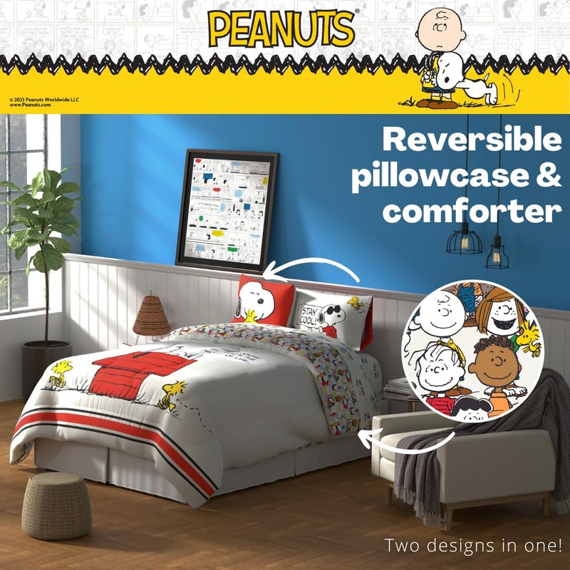 Franco Peanuts & Snoopy Classic Pals Super Soft Comforter and Sheet Set, 5 Piece Queen Size, (Official Licensed Product) Collectibles - Image 4