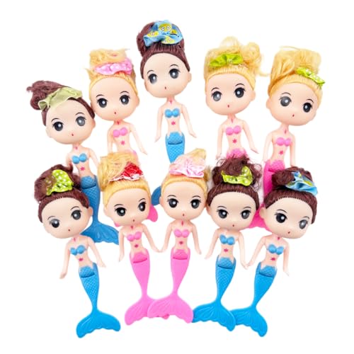 HYSTYLE 10 Pcs Mermaid Figurines Doll Cake Toppers Figure Collection Playset Ocean Princess Toy Birthday Cake Decoration - Image 1