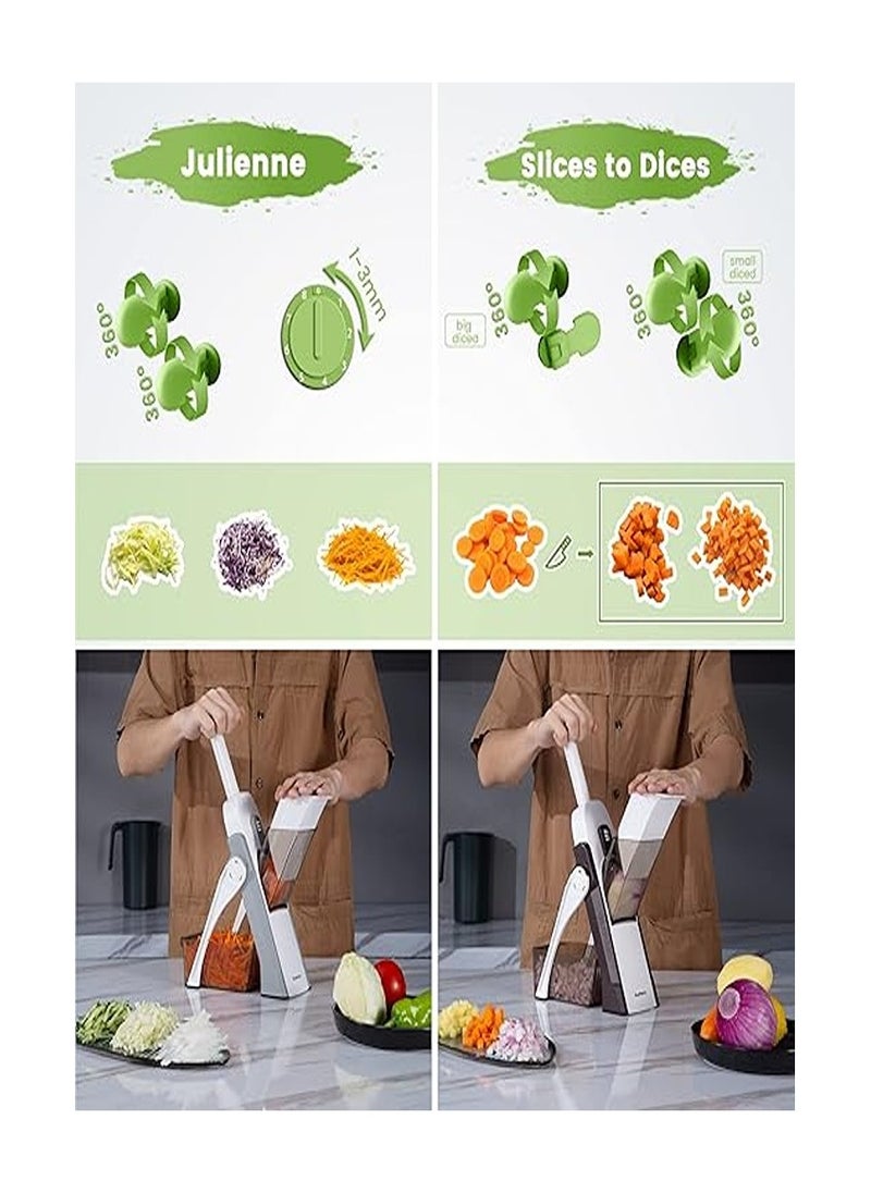 Generic Upgrade Mandoline Slicer Safe Vegetable Chopper-Julienne Dicer for Kitchen, Potato Slicer, Adjustable Vegetable Cutter with Container, Multifunctional 6 in 1 Food Chopper  - Image 5