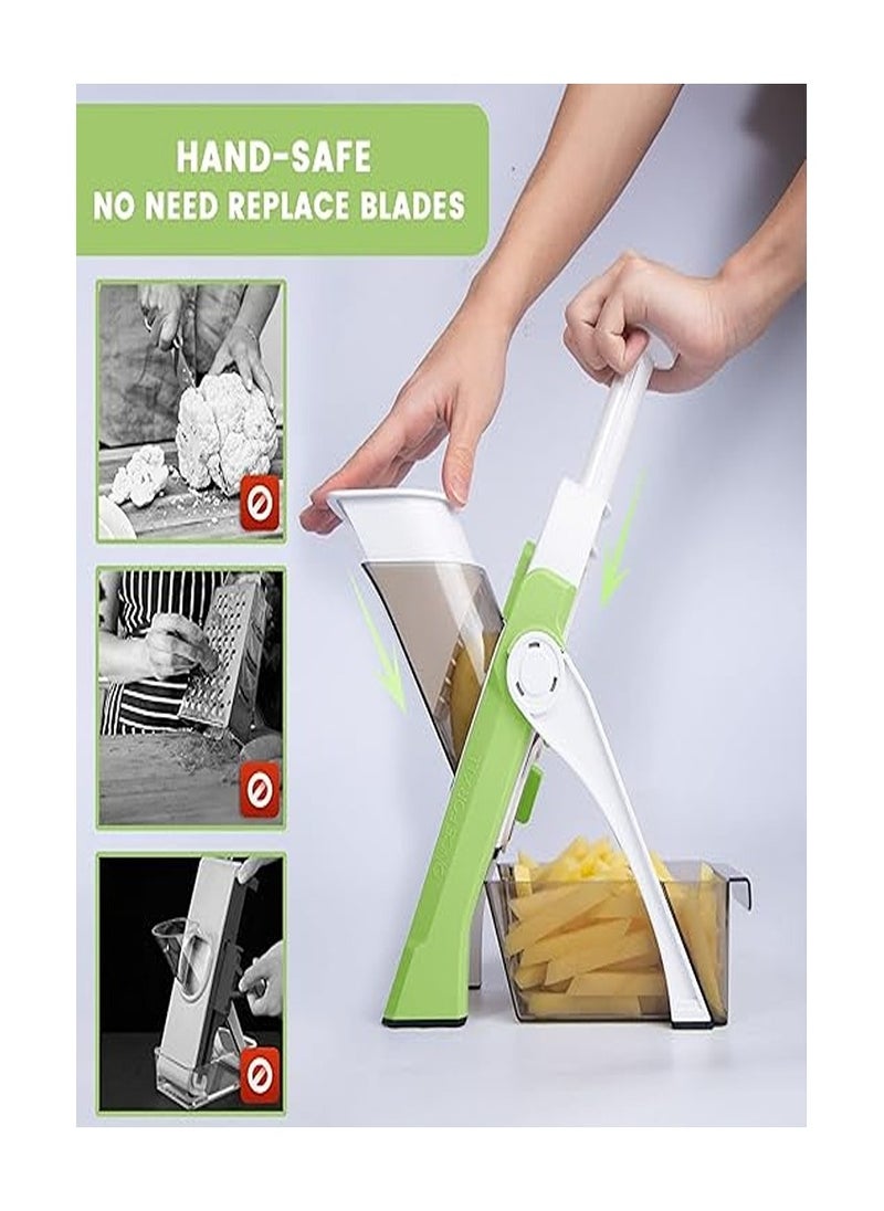 Generic Upgrade Mandoline Slicer Safe Vegetable Chopper-Julienne Dicer for Kitchen, Potato Slicer, Adjustable Vegetable Cutter with Container, Multifunctional 6 in 1 Food Chopper  - Image 2