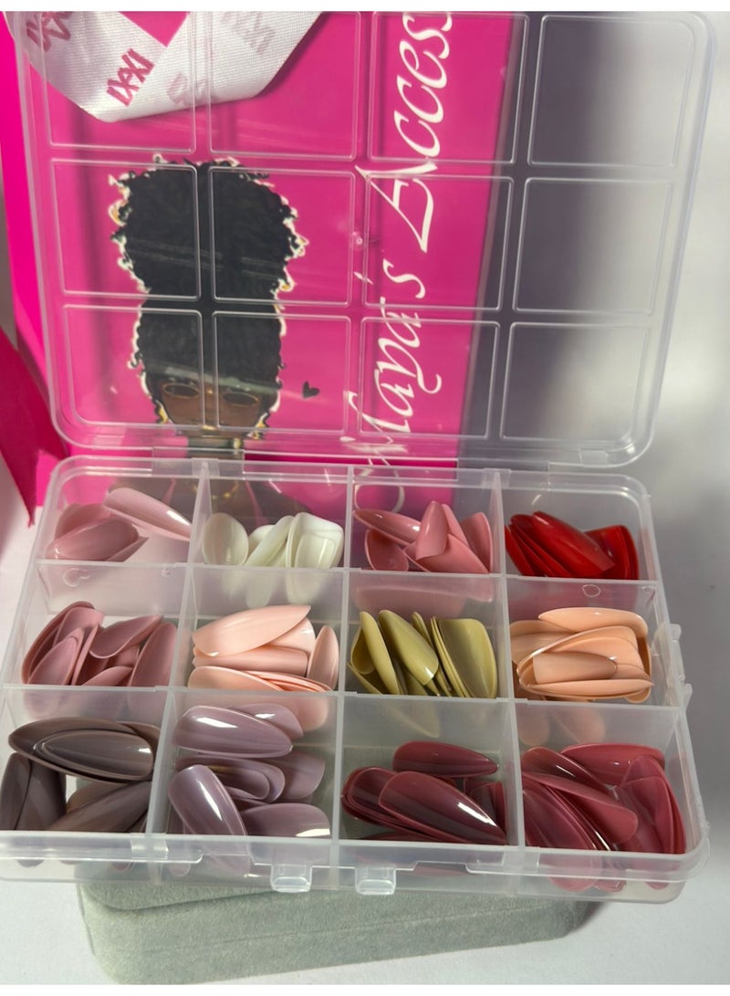 maya accessories False Nails / 144pcs Different Sizes / 12 Colors (with box) - Image 4