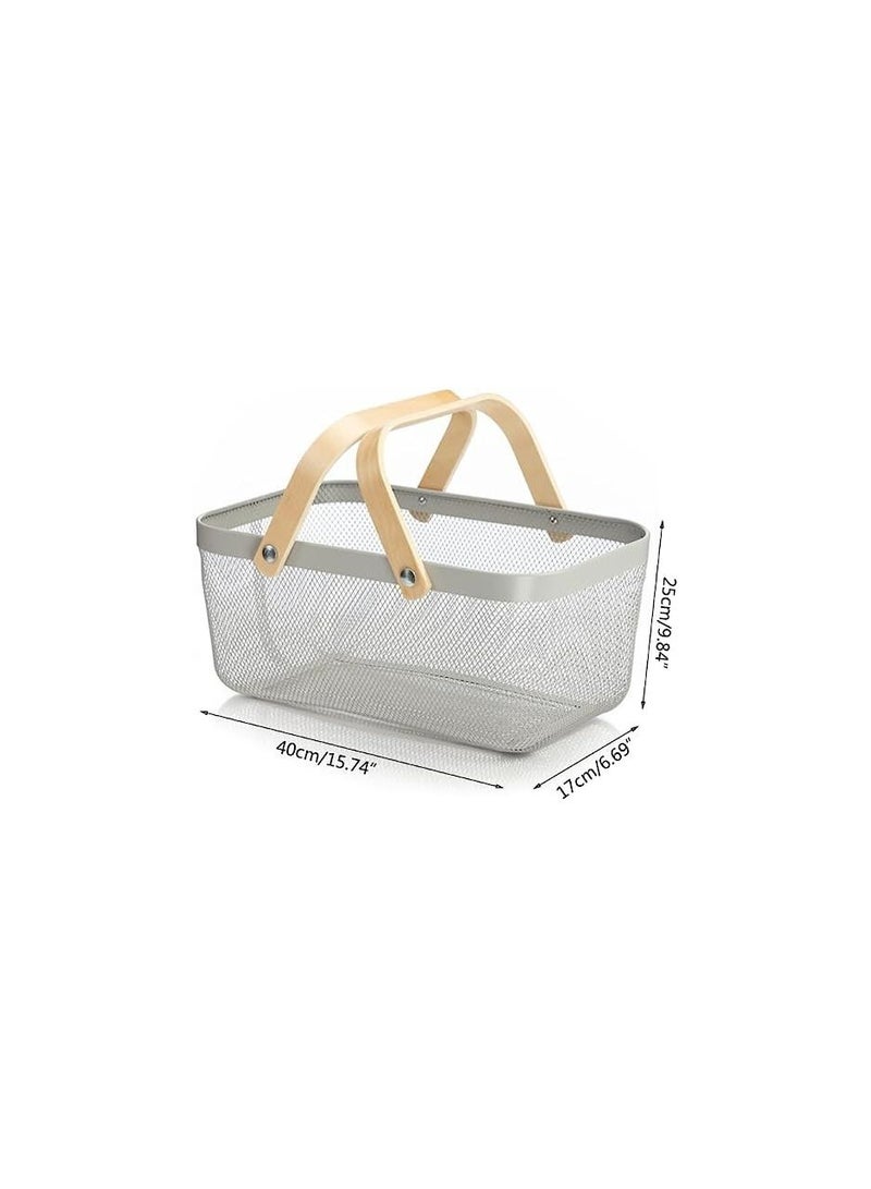 سلة لتخزين المؤن وتنظيم سلة شبكية مع مقابض من الخيزران ، سلة معلقة متعددة الوظائف ، منظمة تخزين الطعام للمطبخ وحصاد الحدائق - Image 2