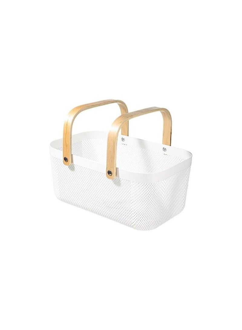 سلة لتخزين المؤن وتنظيم سلة شبكية مع مقابض من الخيزران ، سلة معلقة متعددة الوظائف ، منظمة تخزين الطعام للمطبخ وحصاد الحدائق - Image 1