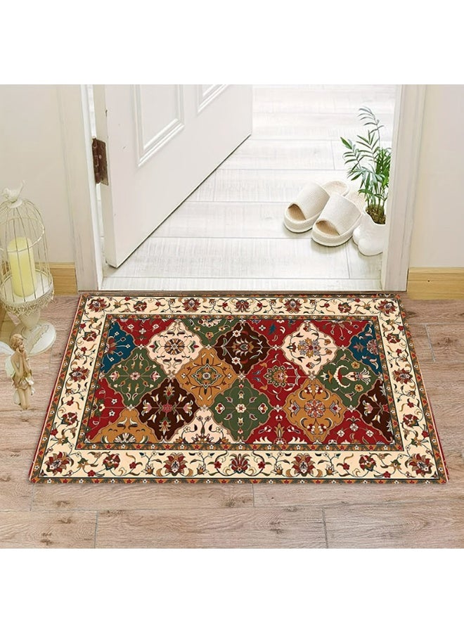 Persian Patchwork Floral Design Area Rug, Multi-Color Polyester Non-Slip Indoor Outdoor Mat - Image 5