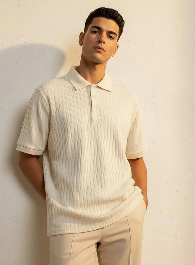 Splash FAV Men Short Sleeves Jacquard Polo T-shirt