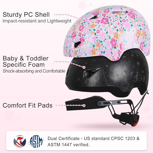 Lemmeko Toddler Helmet, Baby Infant Kids Bike Helmet for Kids Age 1-3/2-4/3-5/5-8 Adjustable Toddler Bike Helmets for Boys Girls for Scooter Skateboard Cycling - Image 2