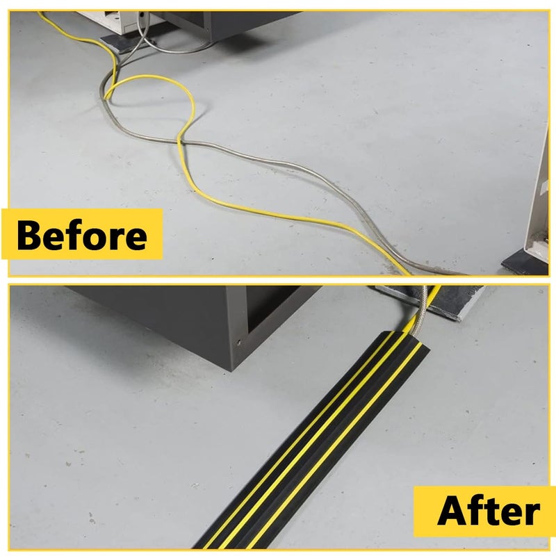 HASTHIP ® 6.56ft Floor Cord Cover Protector Heavy Duty PVC Cuttable Floor Cable Protector 3 Channels Contains Cords Cables and Wires,Waterproof Sealing Strip for Door Cable Cover for Home Office,Black - Image 4