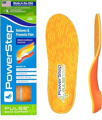 PowerStep Pulse Maxx Running Insoles Overpronation Corrective Orthotic Inserts for Running Shoes Maximum Ankle Foot Pain Relief Arch Support Insoles Made in The USA M 775 W 995