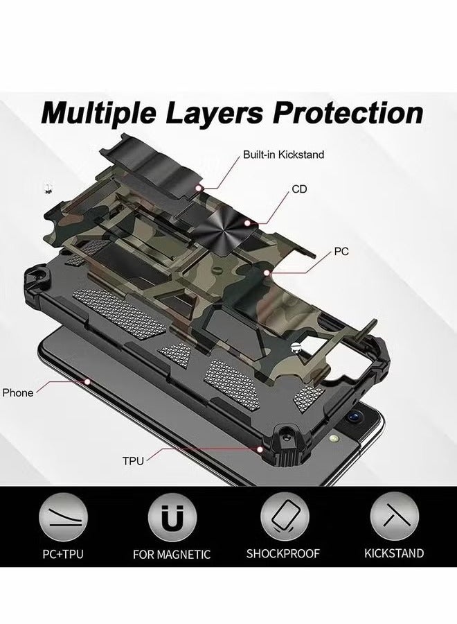 Case for Samsung S21 FE Case Camouflage Cover with Stand Kickstand Support Magnetic Car Mount Grade Rugged Armor Shockproof Case for Samsung Galaxy S21 FE 5G 6.4'' - Image 5