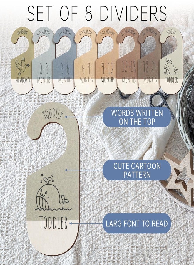 ITDYB Baby Closet Dividers for Clothes Organizer - Set of 8 Wooden Double-Sided Baby Clothes Size Dividers form Newborn to Toddler for Daily Gender-Neutral Baby Nursery Decor - Image 2