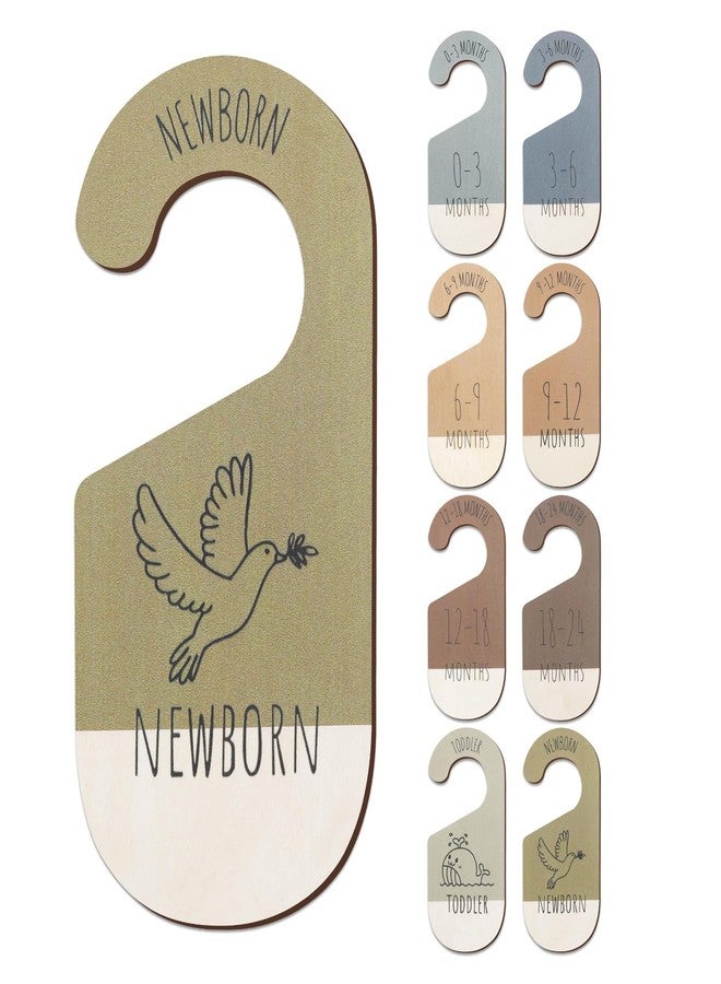 ITDYB Baby Closet Dividers for Clothes Organizer - Set of 8 Wooden Double-Sided Baby Clothes Size Dividers form Newborn to Toddler for Daily Gender-Neutral Baby Nursery Decor - Image 1