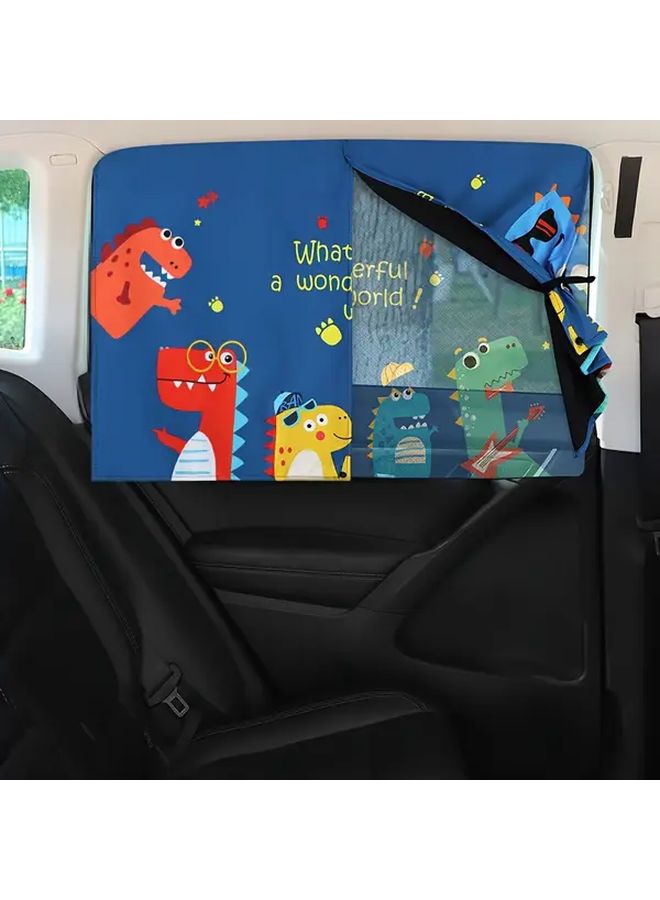 Green Dinosaur Car Side Window Sunshade UV Resistant Thermal Insulation Double Layer - Image 4