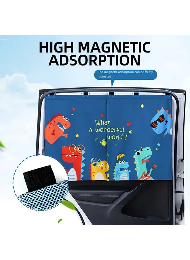 Green Dinosaur Car Side Window Sunshade UV Resistant Thermal Insulation Double Layer - Image 3