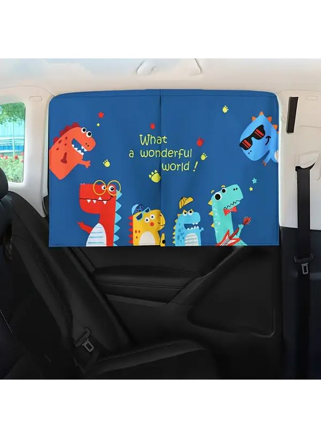 Green Dinosaur Car Side Window Sunshade UV Resistant Thermal Insulation Double Layer - Image 5