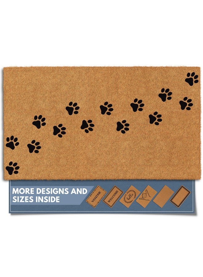 BARNYARD DESIGNS Natural Coco Coir Heavy Duty Backing Doormat - Large Cute Non-Slip Front Door Welcome Mat For Outside Entrance Or Porch Entry, Brown (Paws / 17" X 30") - Image 1