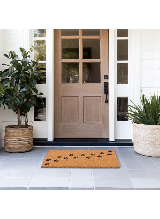 BARNYARD DESIGNS Natural Coco Coir Heavy Duty Backing Doormat - Large Cute Non-Slip Front Door Welcome Mat For Outside Entrance Or Porch Entry, Brown (Paws / 17" X 30") - Image 3