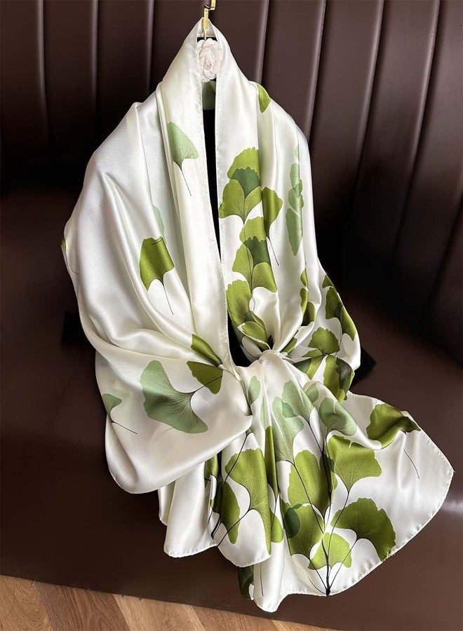 Acotavie Scarfs for Women Fashion Scarves Long Floral Pattern Scarf Headscarf Lightweight Sunscreen Shawls, Light Green, 70.86 inches x 35 inches - Image 3