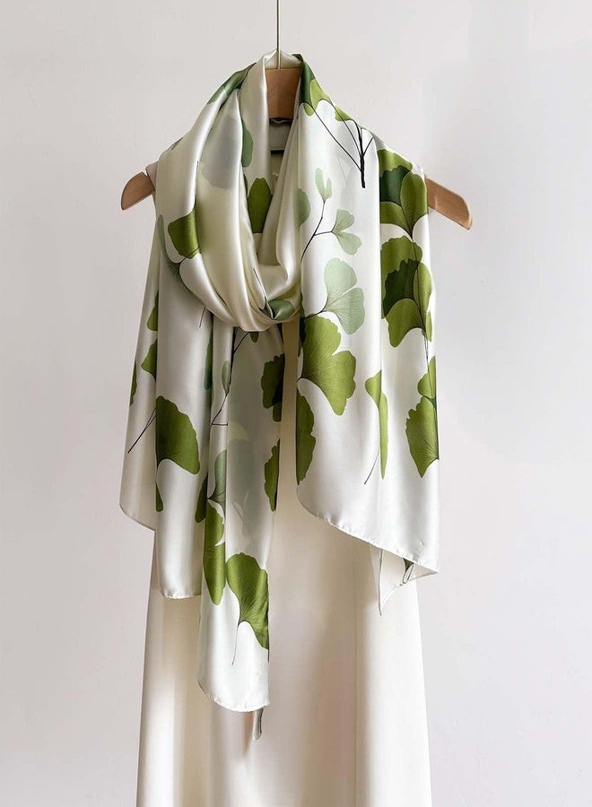 Acotavie Scarfs for Women Fashion Scarves Long Floral Pattern Scarf Headscarf Lightweight Sunscreen Shawls, Light Green, 70.86 inches x 35 inches - Image 2