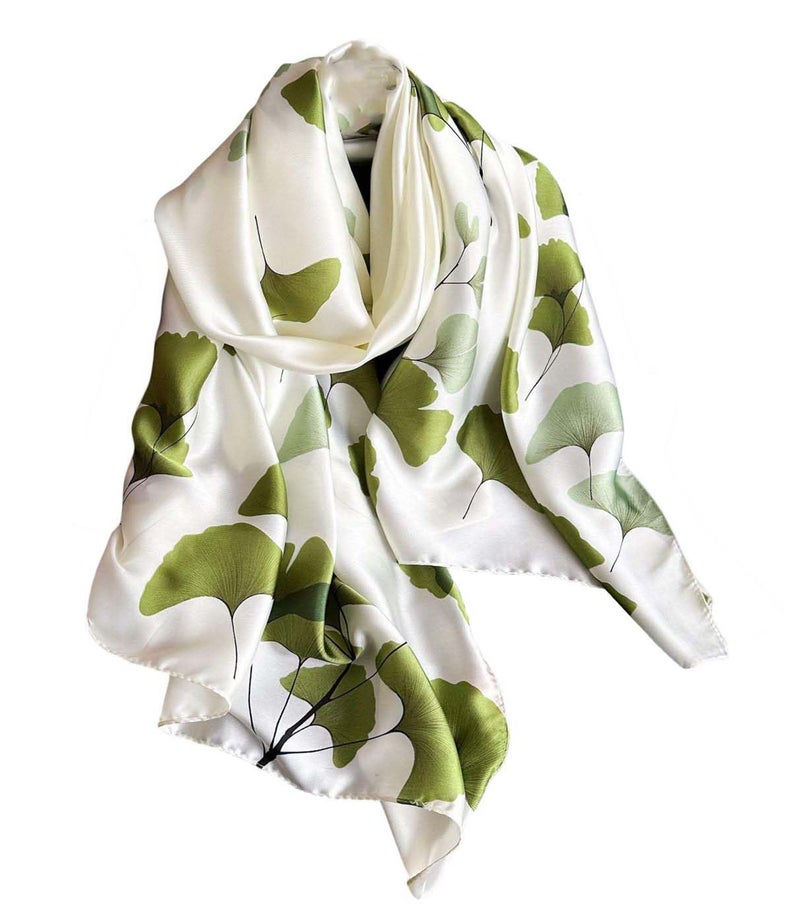 Acotavie Scarfs for Women Fashion Scarves Long Floral Pattern Scarf Headscarf Lightweight Sunscreen Shawls, Light Green, 70.86 inches x 35 inches - Image 1