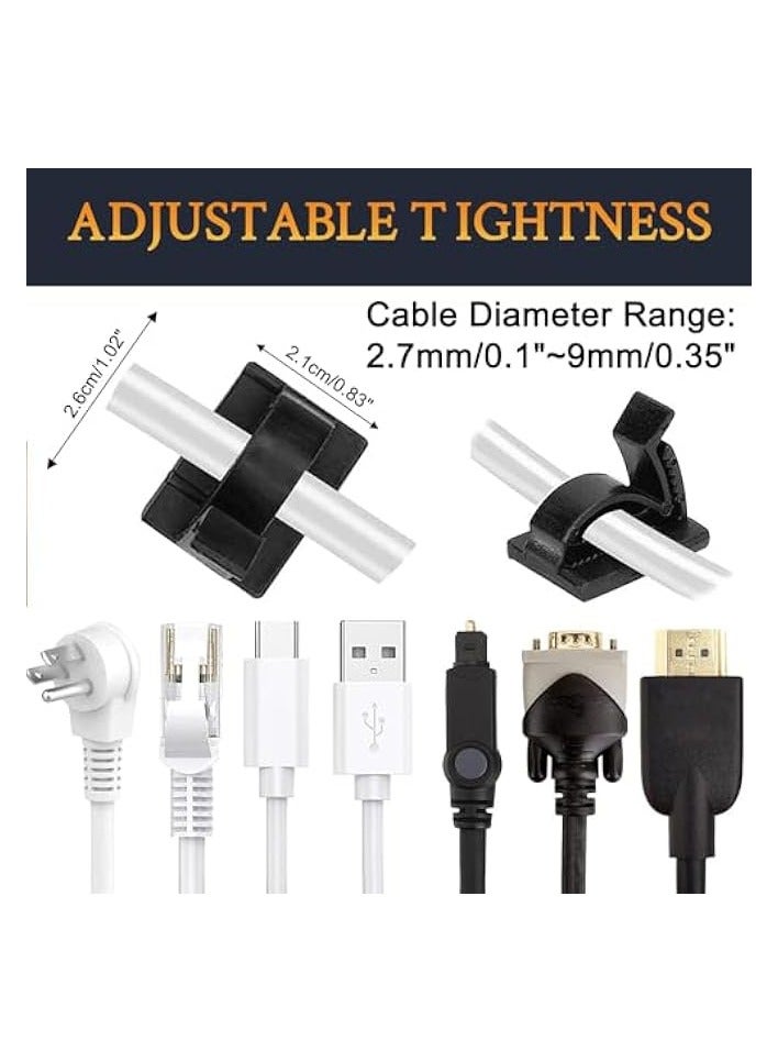 erorex 50Pcs Adjustable Cable Management Clips, Adhesive Organizers Sticky Wire Clips Cord Holder for TV PC Ethernet Under Desk Wall Home Office - Image 3