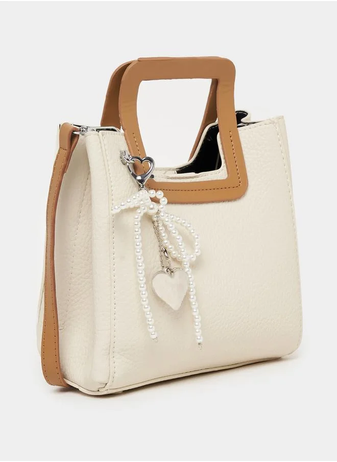 Styli Square Top Handle Handbag with Adjustable Strap