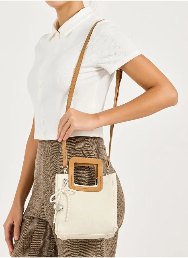 Styli Square Top Handle Handbag with Adjustable Strap