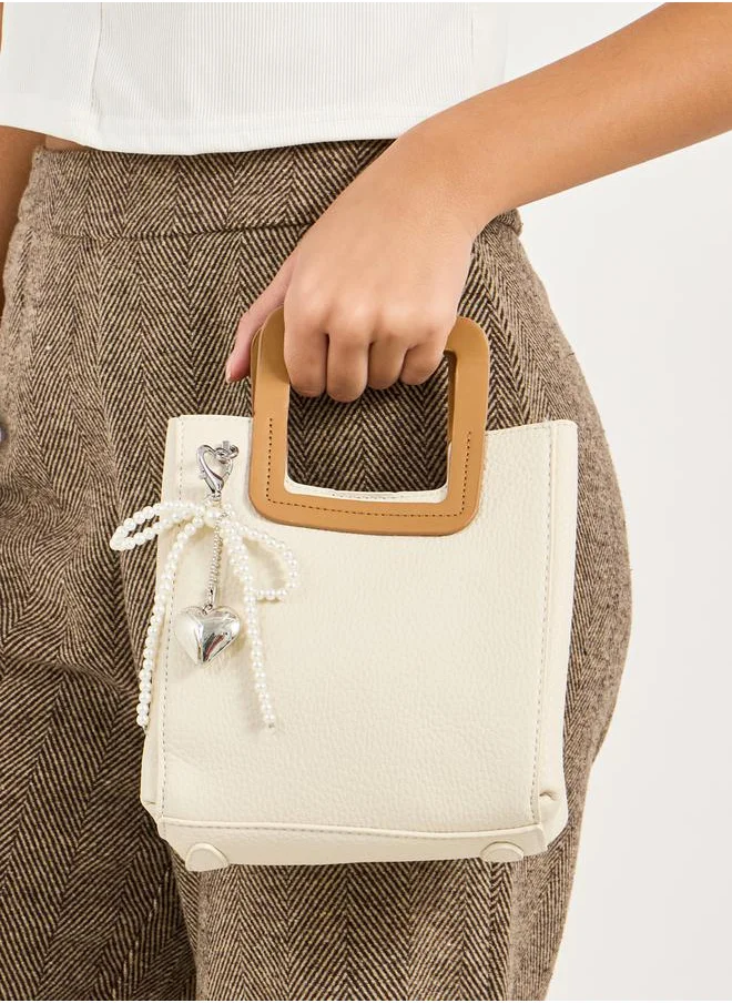 Styli Square Top Handle Handbag with Adjustable Strap