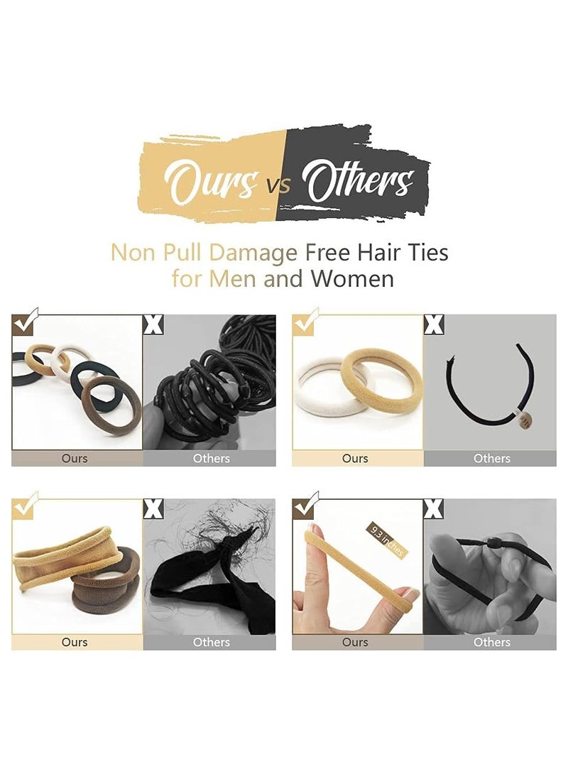 STAR BEJA Hair Ties, Seamless Ponytail Holders No Damage, Neutral Color, 50 Pack - Image 3