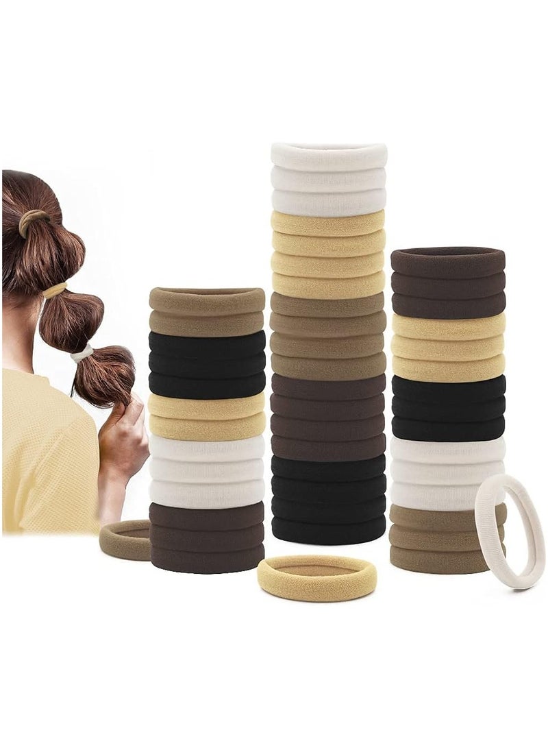 STAR BEJA Hair Ties, Seamless Ponytail Holders No Damage, Neutral Color, 50 Pack - Image 1