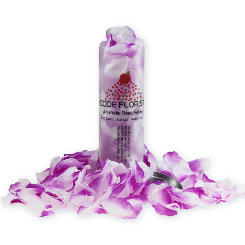 CODE FLORIST CODE FLORIST 1100 PCS Purple-White Silk Rose Petals for Valentine's Day Romantic Night Wedding Proposal Anniversary Flower Decorations(Separated Scented)  - Image 2