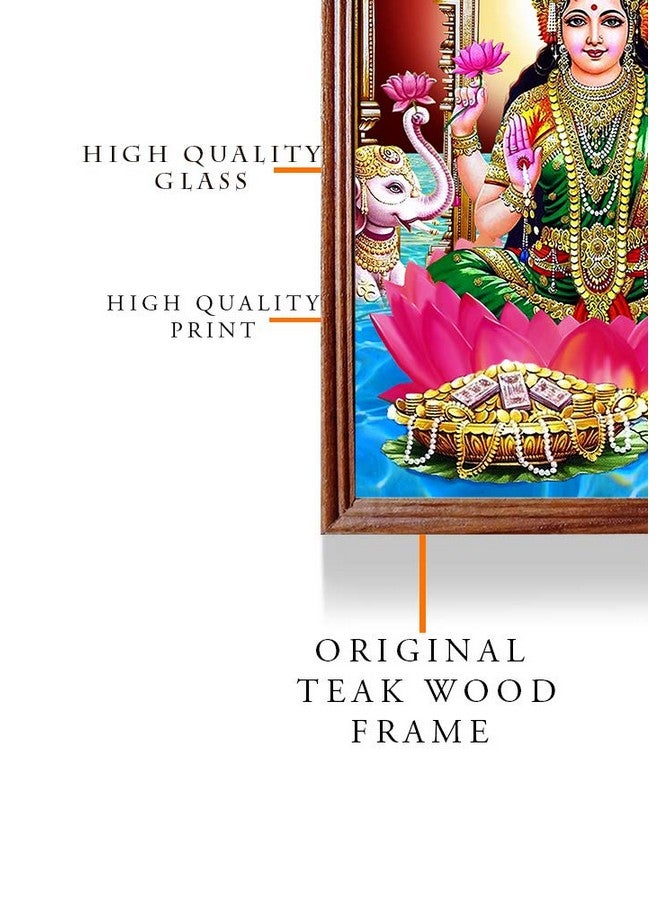 Emperor Art Gallery#God Lakshmi Photo Frame # Original Teak Wood Frame # Size (12.5 x 9.2) Inches # (Brown) - Image 2