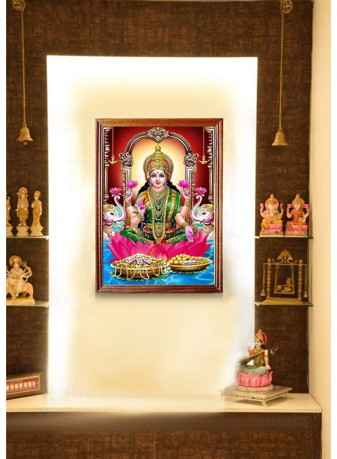 Emperor Art Gallery#God Lakshmi Photo Frame # Original Teak Wood Frame # Size (12.5 x 9.2) Inches # (Brown) - Image 5