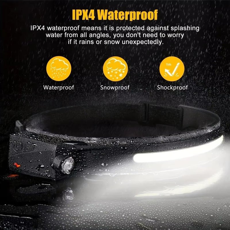 Flipco LED Motion Sensor Waterproof Head Torch USB Rechargeable Headlamp Flashlight 350 Lumen Silicone Head Lamp for Swimming, Cycling, Camping & Trekking - Image 2