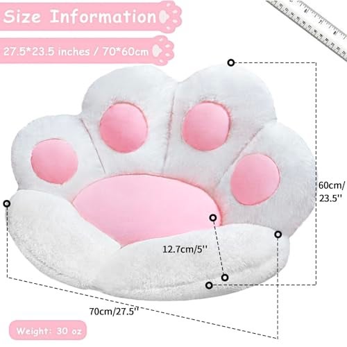 DOBUONO Cat Paw Cushion Cute Chair Cushion Kawaii Seat Cushion 28"x 24"Gaming Chair Cushion Kitty Plush Lazy Sofa Pillow for Girl Soft Chair Pillow, Kawaii Accessories Stuff Room Decor (White) - Image 5