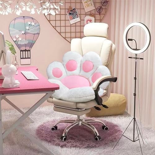 DOBUONO Cat Paw Cushion Cute Chair Cushion Kawaii Seat Cushion 28"x 24"Gaming Chair Cushion Kitty Plush Lazy Sofa Pillow for Girl Soft Chair Pillow, Kawaii Accessories Stuff Room Decor (White) - Image 4