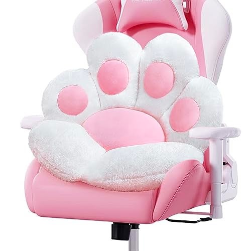DOBUONO Cat Paw Cushion Cute Chair Cushion Kawaii Seat Cushion 28"x 24"Gaming Chair Cushion Kitty Plush Lazy Sofa Pillow for Girl Soft Chair Pillow, Kawaii Accessories Stuff Room Decor (White) - Image 1