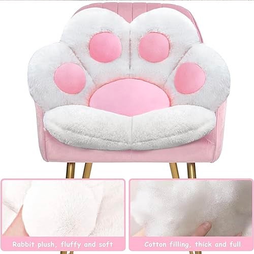 DOBUONO Cat Paw Cushion Cute Chair Cushion Kawaii Seat Cushion 28"x 24"Gaming Chair Cushion Kitty Plush Lazy Sofa Pillow for Girl Soft Chair Pillow, Kawaii Accessories Stuff Room Decor (White) - Image 3
