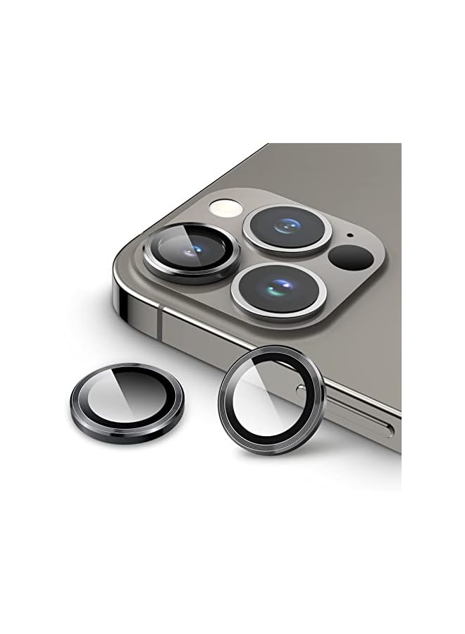 جي تيك واقي عدسة الكاميرا JETech لهاتف iPhone 13 Pro 6.1 بوصة وiPhone 13 Pro Max 6.7 بوصة، غطاء حلقة فردي معدني من الزجاج المقوى 9H، شفاف عالي الدقة، مجموعة واحدة (جرافيت) - Image 1