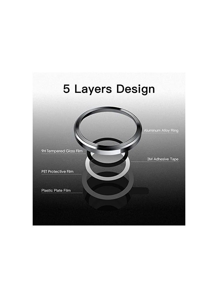 جي تيك واقي عدسة الكاميرا JETech لهاتف iPhone 13 Pro 6.1 بوصة وiPhone 13 Pro Max 6.7 بوصة، غطاء حلقة فردي معدني من الزجاج المقوى 9H، شفاف عالي الدقة، مجموعة واحدة (جرافيت) - Image 3