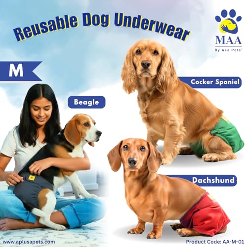 A+a Pets' MAA' Cotton Dog Underwear Diaper – Stretchable, Comfortable, Washable & Reusable (M, Grey) - Image 2