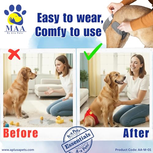 A+a Pets' MAA' Cotton Dog Underwear Diaper – Stretchable, Comfortable, Washable & Reusable (M, Grey) - Image 4
