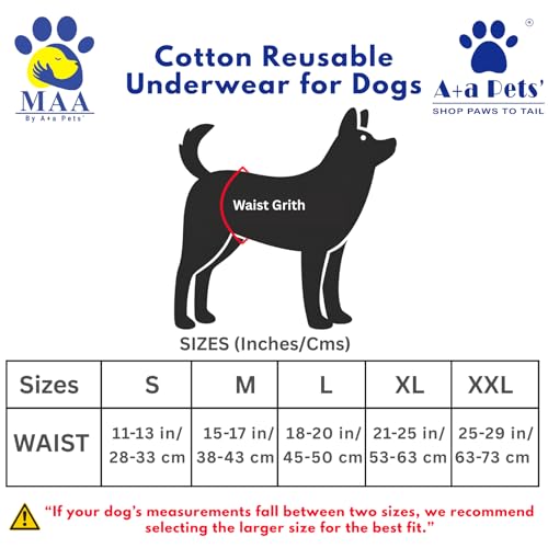 A+a Pets' MAA' Cotton Dog Underwear Diaper – Stretchable, Comfortable, Washable & Reusable (M, Grey) - Image 3