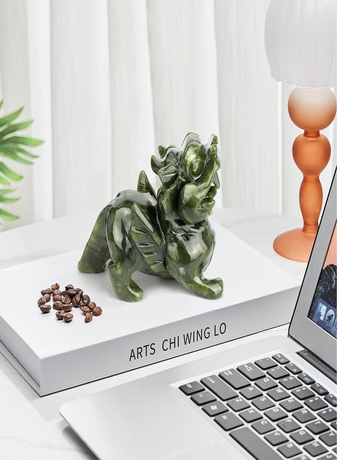 gemshan Green Jade Pi Xiu/Pi Yao Statue - Wealth Guardian with Meticulous Wing/Teeth Detailing | Authentic Jade (Not Resin) | Feng Shui Money Attractor & Evil Warder - Image 2