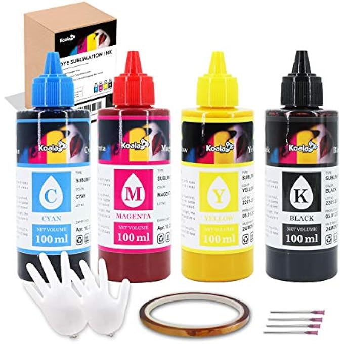 SUBLIMATION INK REFILL BOTTLE COMPATIBLE WITH ET-2720 ET-2760 ET-2800 ET-2803 ET-2850 ET-3760 WF-7710 WF-7720 C68 C88 FOR HEAT TRANSFER ON MUGS, POLYESTER SHIRTS, MAT, ETC - Image 1