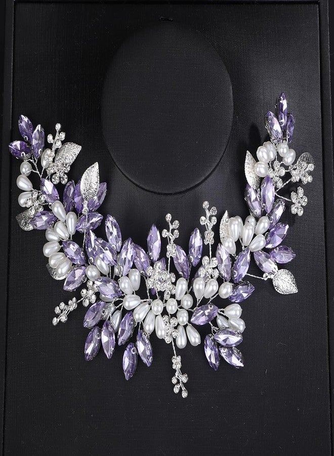 Rumtock Purple Crystal Headband Wedding Bridals Silver Headpiece with Rhinestones Women Banquet Prom Hair Accessories Handmade Jewelry (Purple) - Image 1