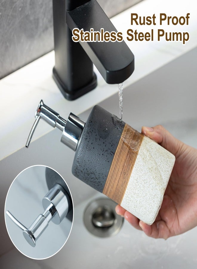 Cormomu Dish Soap Dispenser Set with Silicone Funnel, Hand Soap, Shampoo, Body Wash, Ceramic Liquid Soap Dispenser for Kitchen Sink and Bathroom Countertops, Non Slip, Matte Finish, 12 Oz, Black - Image 3