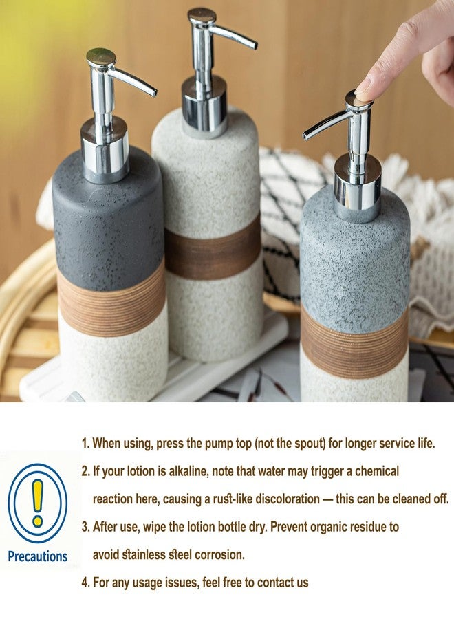 Cormomu Dish Soap Dispenser Set with Silicone Funnel, Hand Soap, Shampoo, Body Wash, Ceramic Liquid Soap Dispenser for Kitchen Sink and Bathroom Countertops, Non Slip, Matte Finish, 12 Oz, Black - Image 5