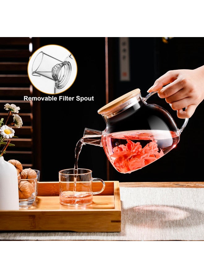 PARACITY Glass Teapot Stovetop 34 OZ/1000ml, Borosilicate Clear Tea Kettle with Bamboo Lid, Glass Tea pot with Removable Filter Spout, Teapot Blooming and Loose Leaf Tea Maker Tea Brewer for Camping - Image 2
