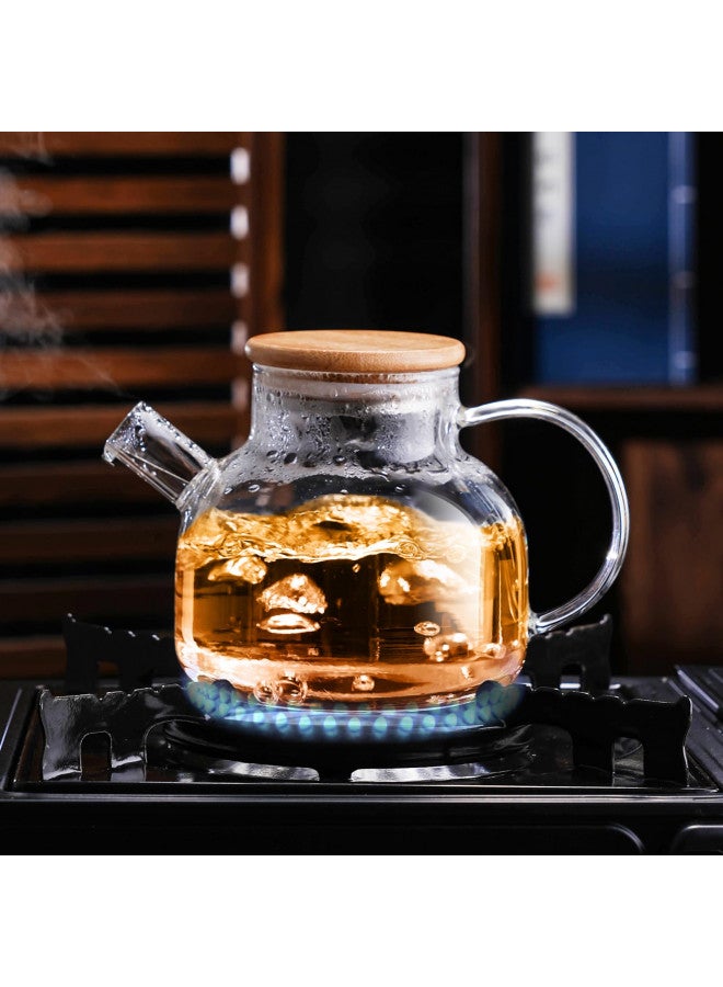 PARACITY Glass Teapot Stovetop 34 OZ/1000ml, Borosilicate Clear Tea Kettle with Bamboo Lid, Glass Tea pot with Removable Filter Spout, Teapot Blooming and Loose Leaf Tea Maker Tea Brewer for Camping - Image 3