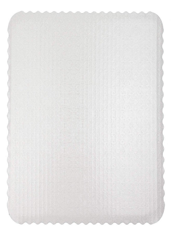 O'CREME White-Top Scalloped Square Cake Board 3/32 Inch Thick, 10 Inch x 10 Inch - Pack of 10 - Image 1